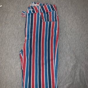 Red white and blue high wasted skinny jeans